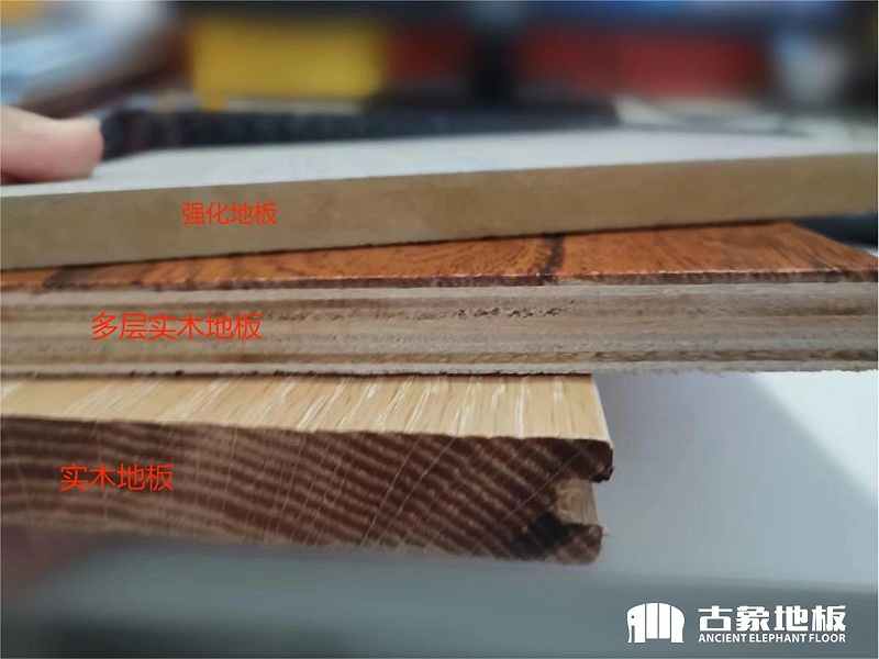截實木、多層、強化面對比