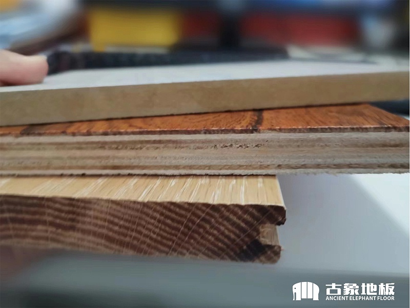 實木、多層、強化截面對比